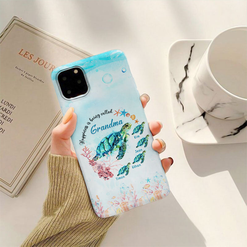 Blessed To Be Called Grandma Sea Turtles Coral Personalized Phone Case - mockup 5 of 5