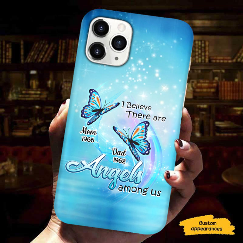 Butterflies I Believe There Are Angels Among Us Memorial Personalized Phone Case - mockup 2 of 6