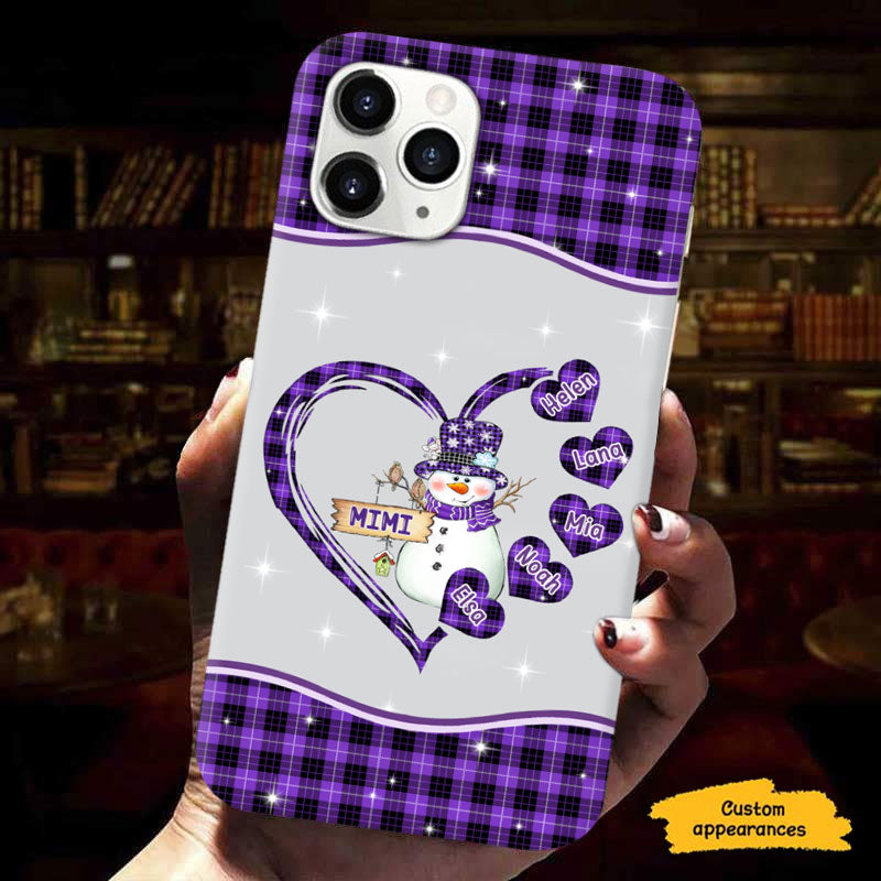 Christmas Snowman Red Plaid Hearts Grandma Personalized Phone Case - mockup 5 of 6