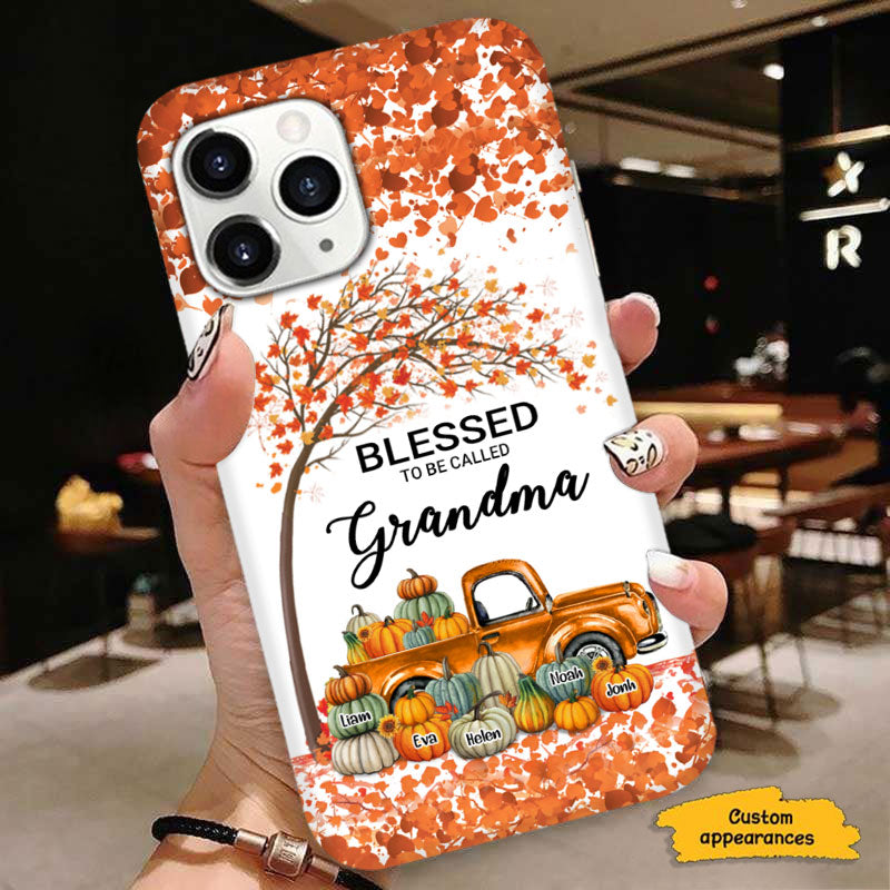 Fall Tree Pumpkin Truck Blessed To Be Called Grandma Personalized Phone Case - mockup 1 of 7