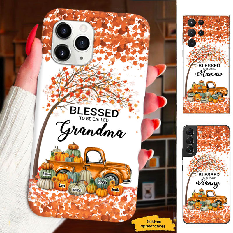 Fall Tree Pumpkin Truck Blessed To Be Called Grandma Personalized Phone Case - mockup 2 of 7