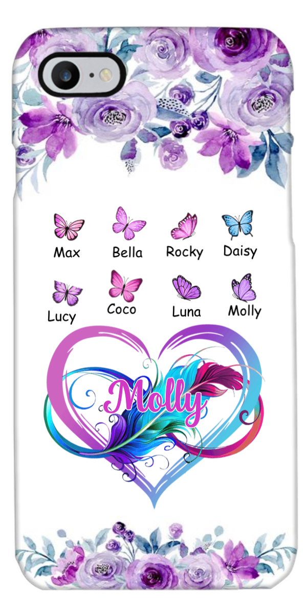 Grandma Infinity Heart Purple Roses Butterflies Personalized Phone Case