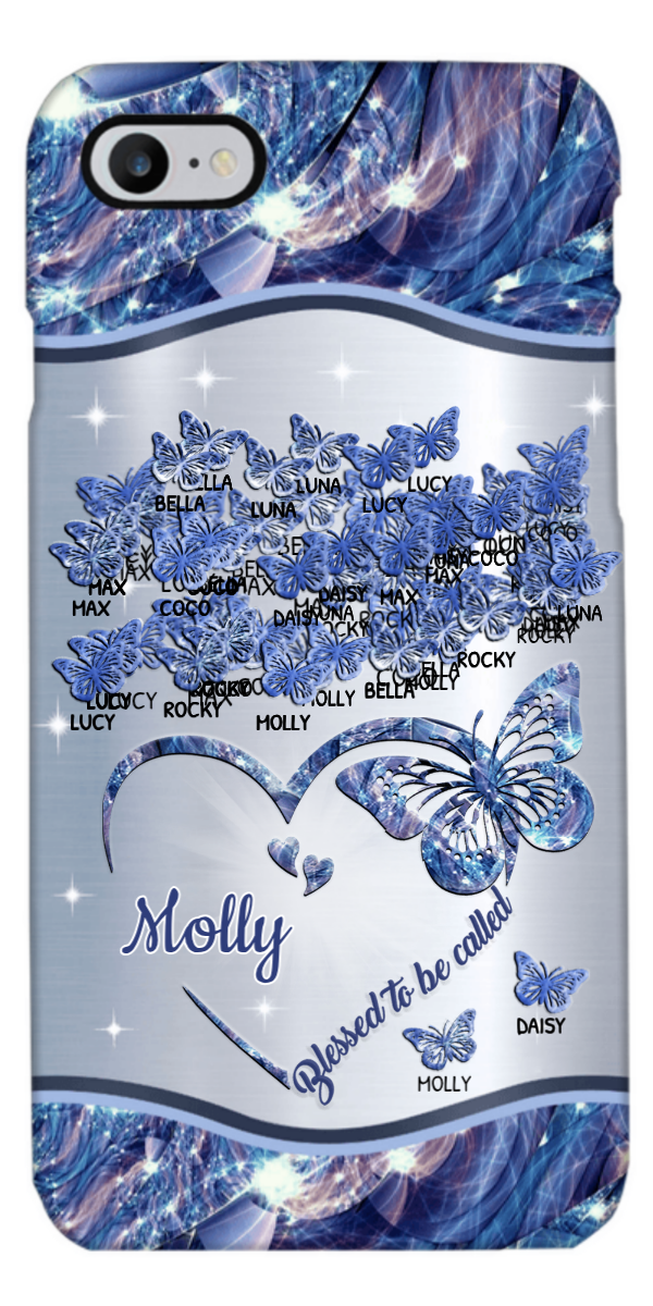 Blessed To Be Called Blue Butterflies Heart Grandma Personalized Phone Case