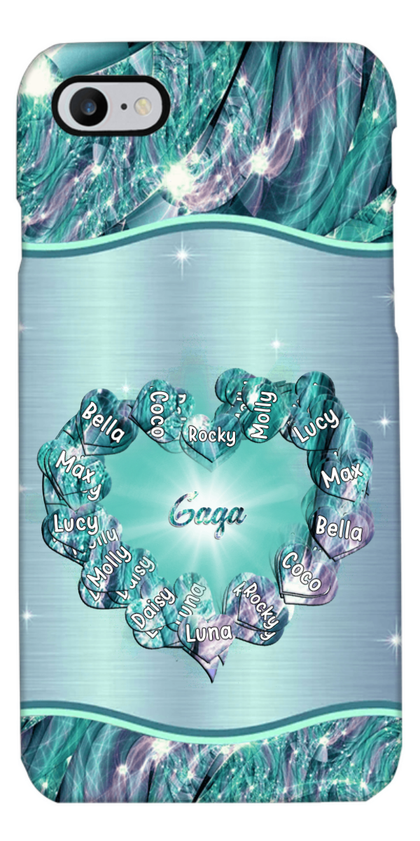 Teal Butterfly Heart Wreath Grandma Nickname Personalized Phone Case