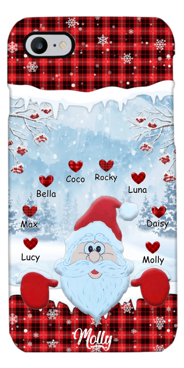 Santa Claus Buffalo Plaid Christmas Grandma Kids Personalized Phone Case