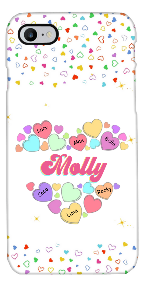 Grandma Heart Kids Names Confetti Hearts Personalized Phone Case