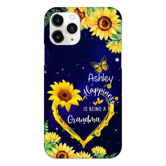 Sunflower Butterflies Happiness is being Nana Grandma Personalized Phone Case