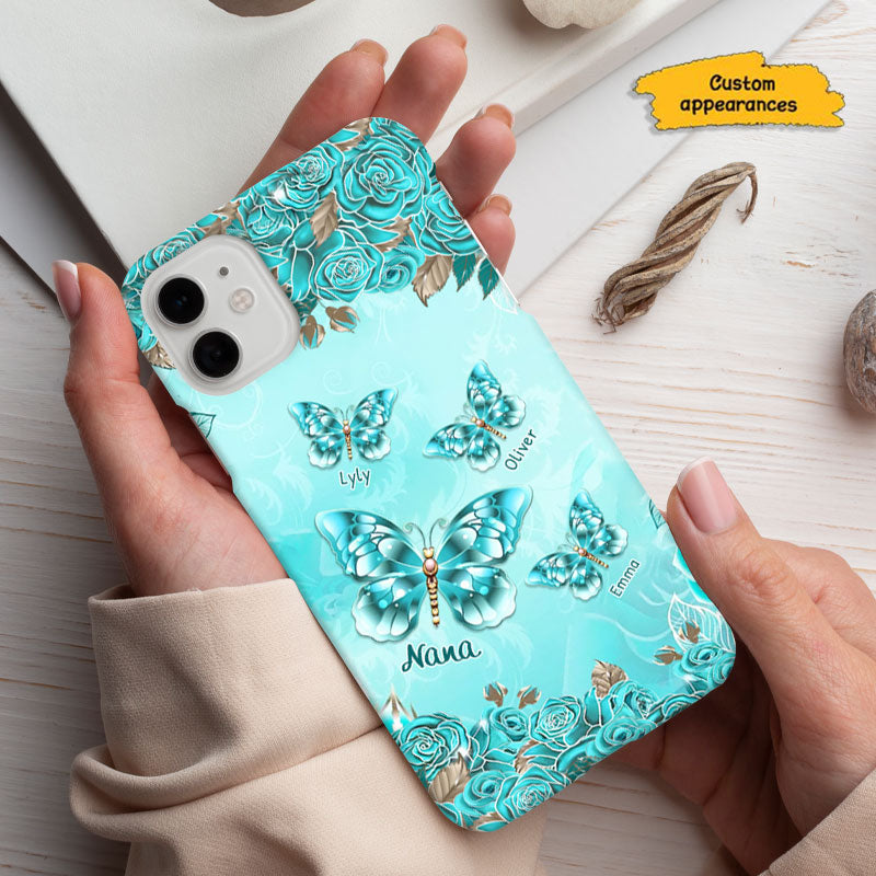 Golden Butterflies Roses Grandma Personalized Phone Case - mockup 4 of 6