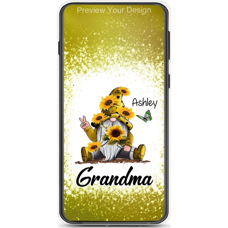Sunflower Gnome Butterflies Grandma With Grankids Personalized Grandma Phone Case SC06050806