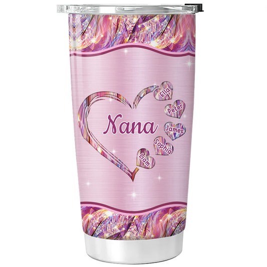 Hearts Grandma Nana Mimi Gigi Personalized Tumbler 20oz
