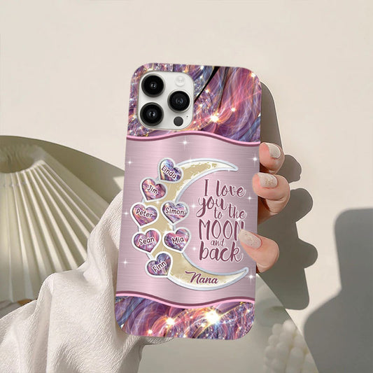 Hologram Hearts Moon I Love You To The Moon And Back Grandma Personalized Phone Case - mockup 1 of 5