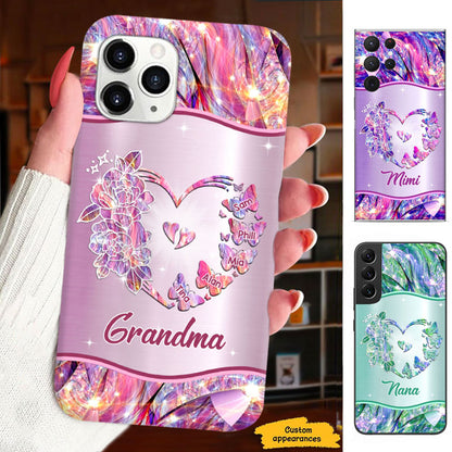Hologram Rose Heart Butterfly Grandma Grandkids Personalized Phone Case - mockup 1 of 5