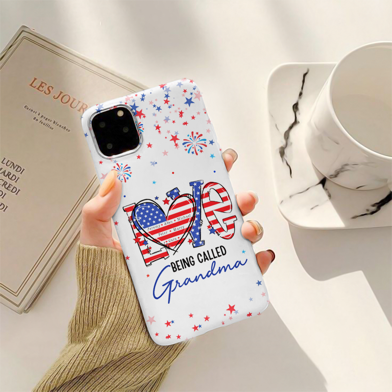 Love Being Called Grandma American Flag Heart Personalized Phone Case - mockup 5 of 5