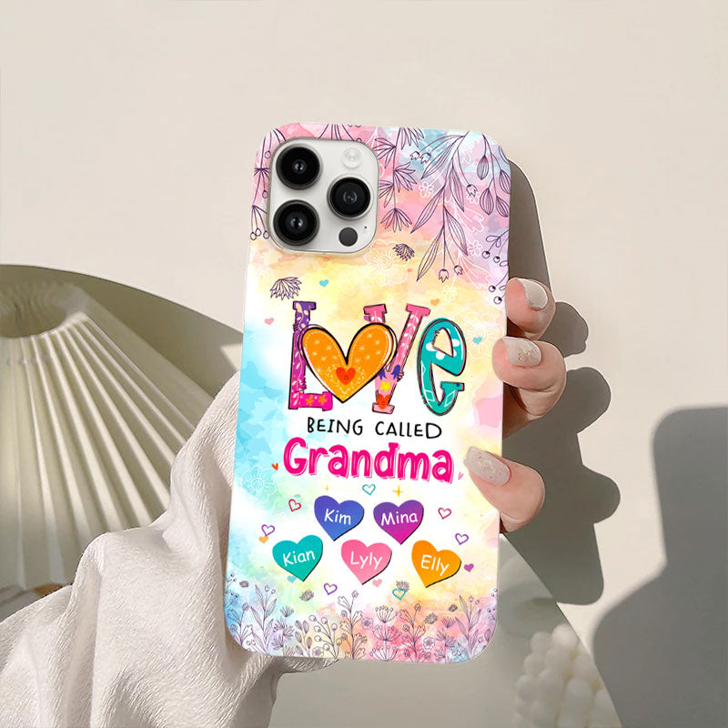 Love Being Called Grandma Watercolor Hearts Personalized Phone Case - mockup 5 of 5
