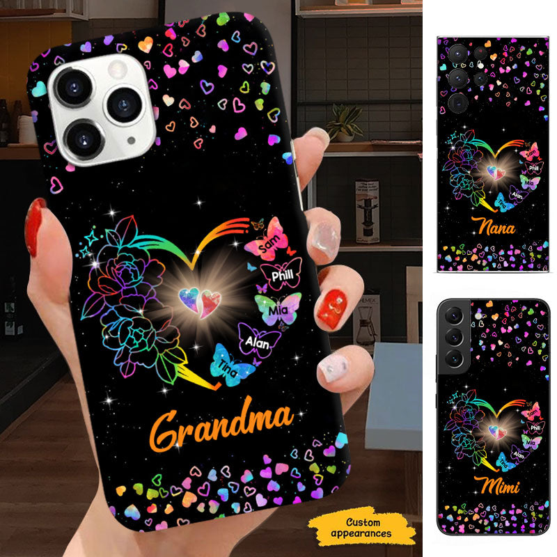 Rainbow Heart Butterflies Grandma Personalized Phone Case - Drive mockup HP28MAR24HL05