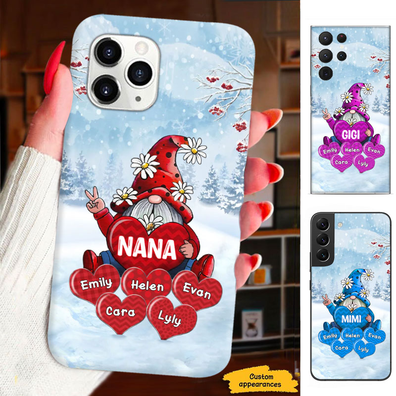 Gnome Winter Hearts Grandma Personalized Phone Case - Drive mockup HP11SEP23HL04