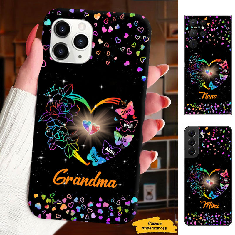 Rainbow Heart Butterflies Grandma Personalized Phone Case - Drive mockup HP28MAR24HL05