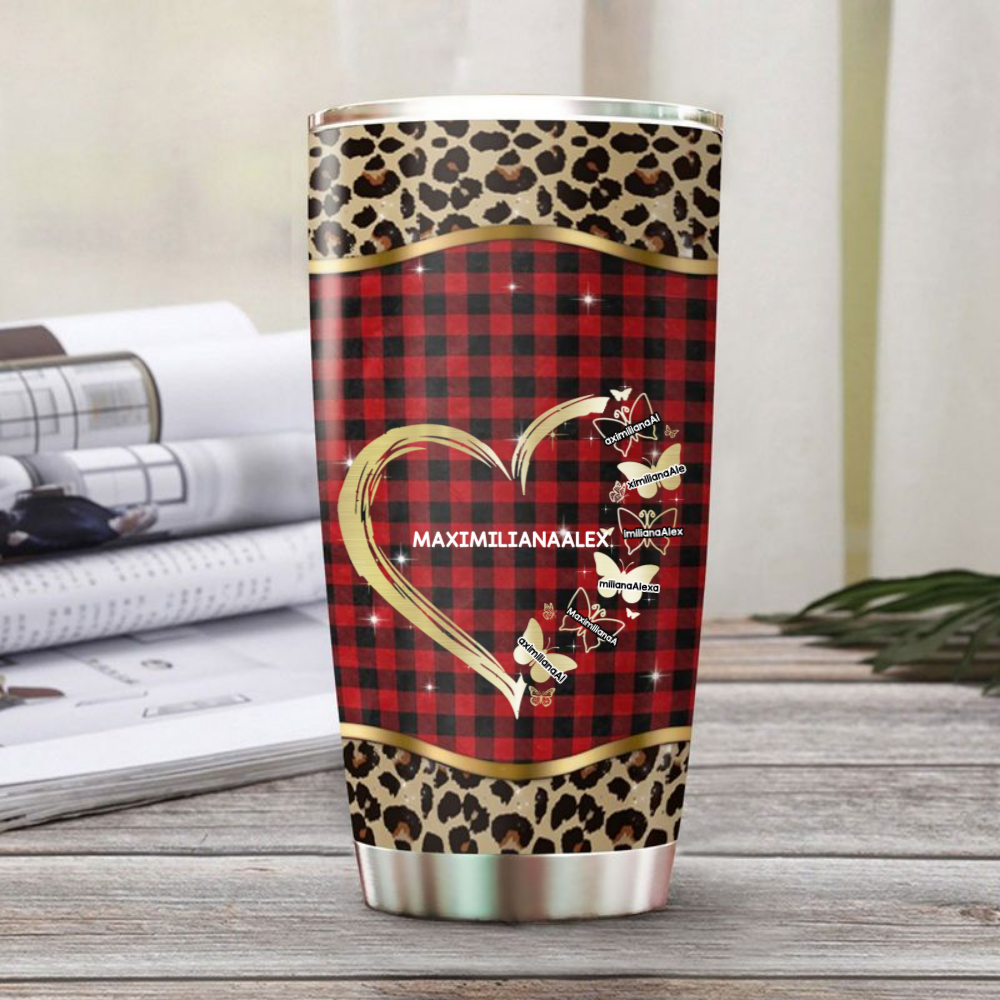 Heart Butterfly Mom Grandma Nana Mimi Gigi Auntie Personalized Tumbler