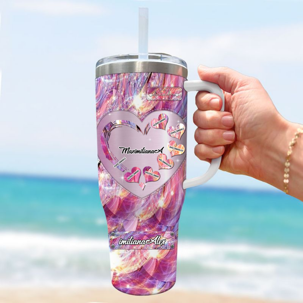 Hologram Heart Grandma Nana Mimi Gigi Personalized Tumbler 40Oz