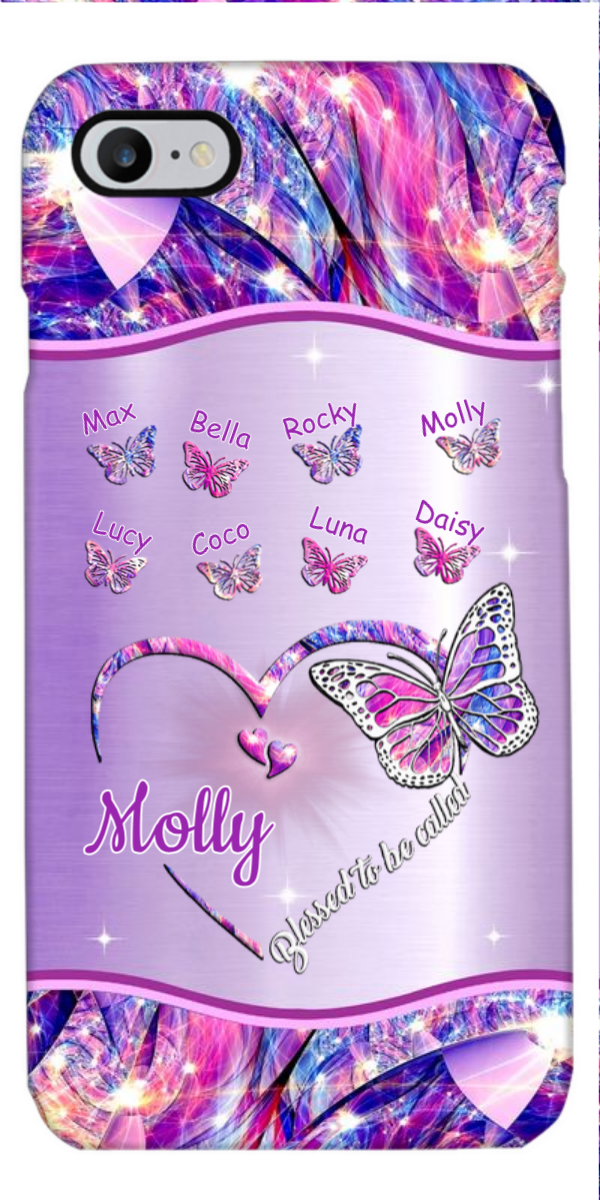 Hologram Butterfly Blessed to be called Grandma Nana Personalized Phone Case