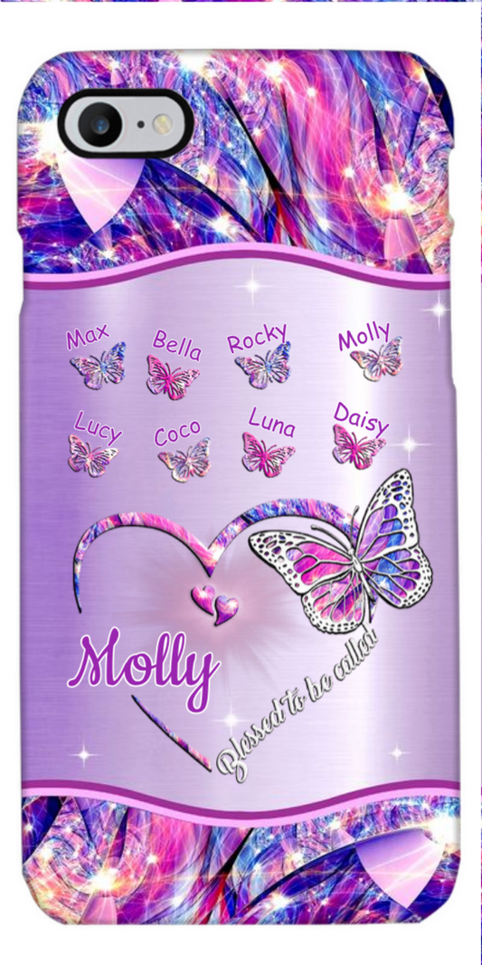 Hologram Butterfly Blessed to be called Grandma Nana Personalized Phone Case