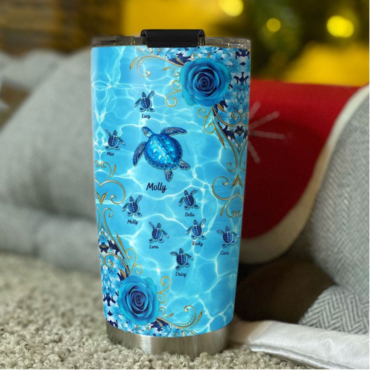 Turtle Grandma Mimi Nana Mom Auntie Personalized Tumbler