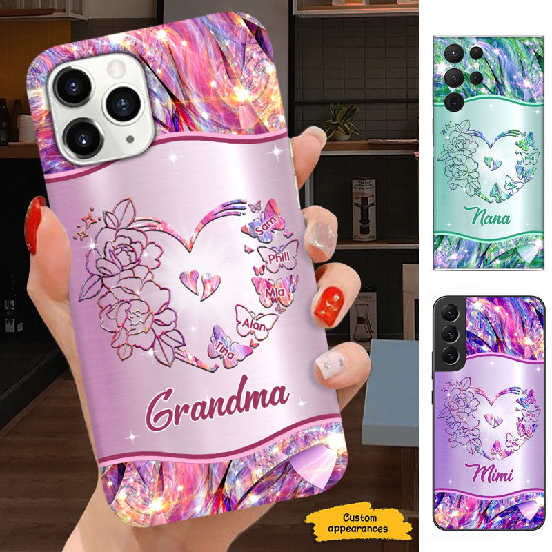 Pink Floral Heart Grandma Personalized Phone Case - Drive mockup HP29MAR24HL01