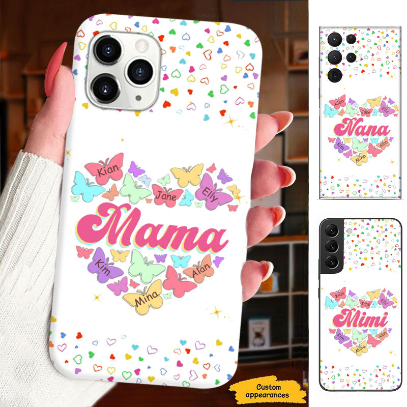 Butterfly Heart Grandma Nana Mimi Gigi Personalized Phone Case