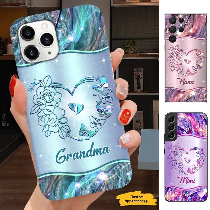 Pink Floral Heart Grandma Personalized Phone Case - Drive mockup HP29MAR24HL01