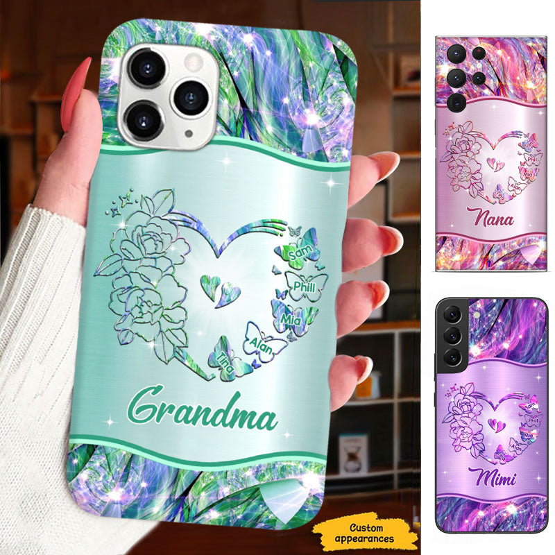 Pink Floral Heart Grandma Personalized Phone Case - Drive mockup HP29MAR24HL01