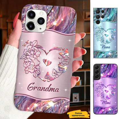 Pink Floral Heart Grandma Personalized Phone Case - Drive mockup HP29MAR24HL01