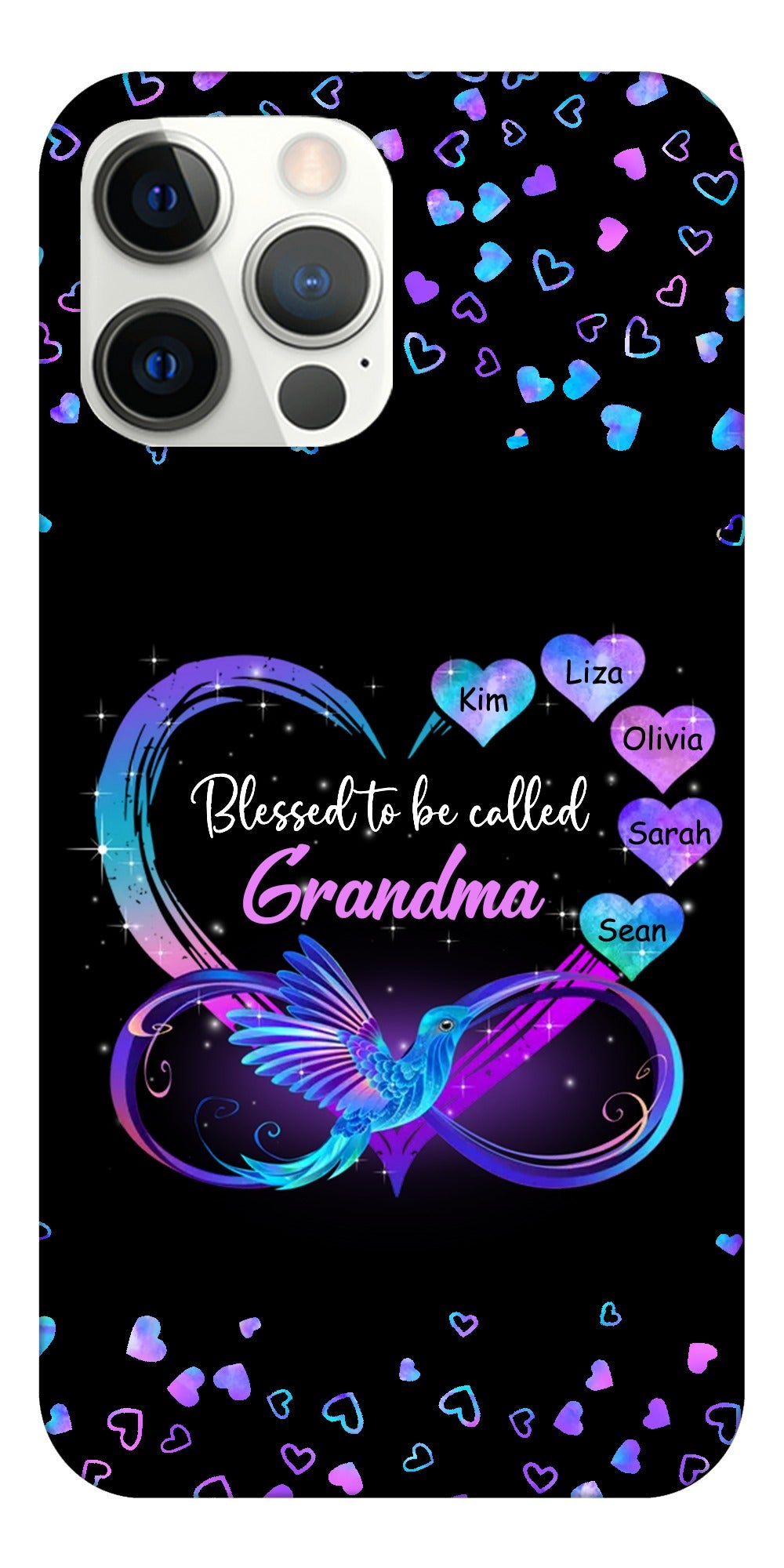 Blessed To Be Called Grandma Hummingbird Infinity Heart Grandkids Personalized Phone Case