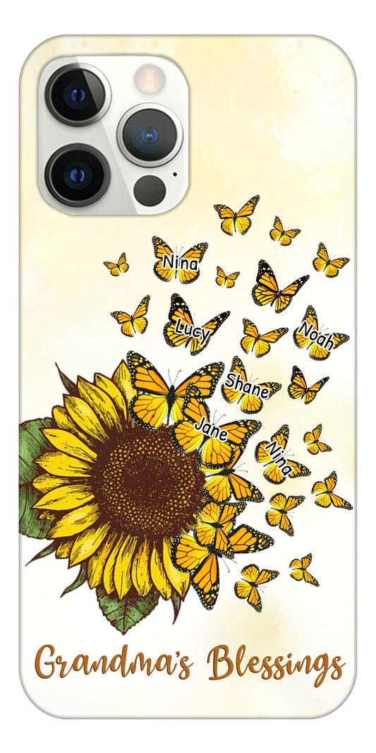 Sunflower Monarch Butterflies Grandma Personalized Phone Case