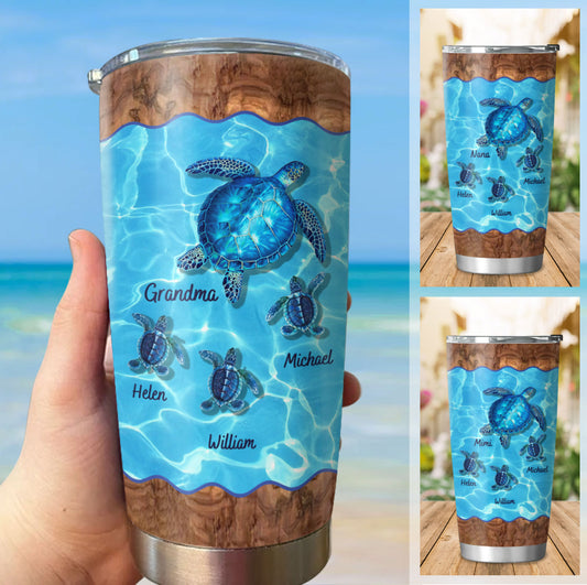 Turtle Grandma Nana Mommy Personalized Tumbler