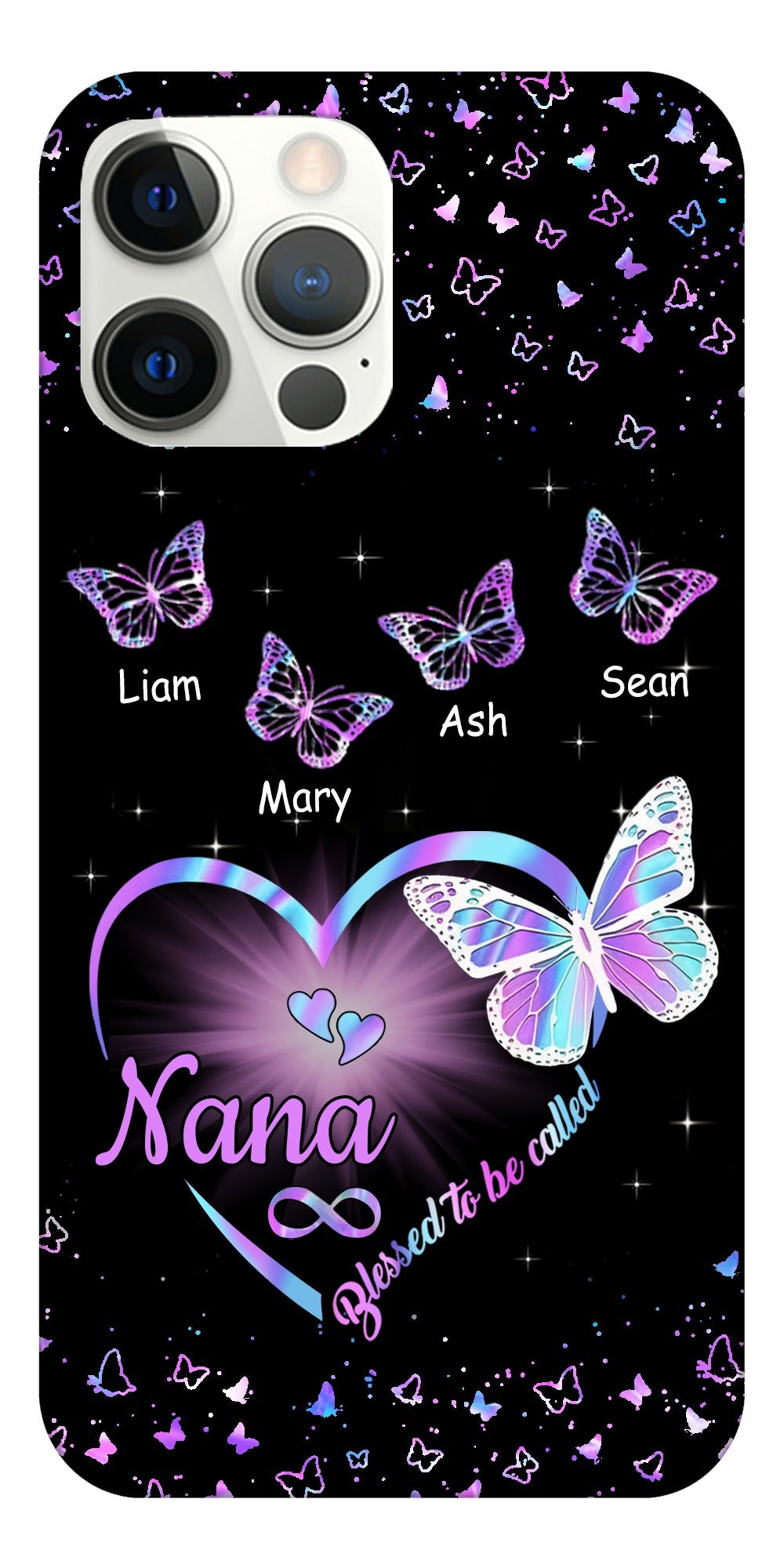 Blessed To Be Called Grandma Purple Butterfly Heart Personalized Phone Case