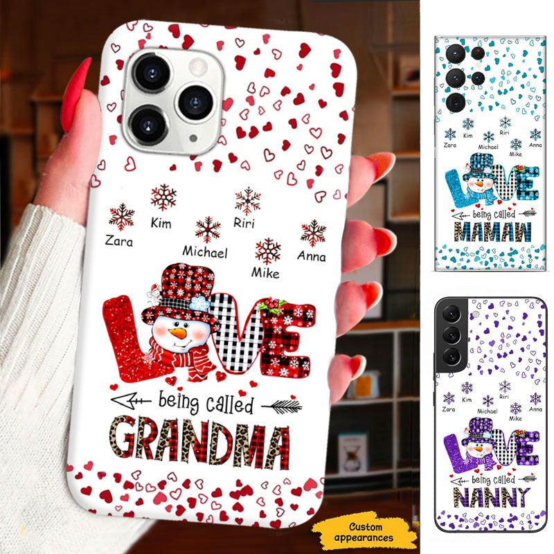 Love Being Called Grandma Snowman Red Plaid Personalized Phone Case