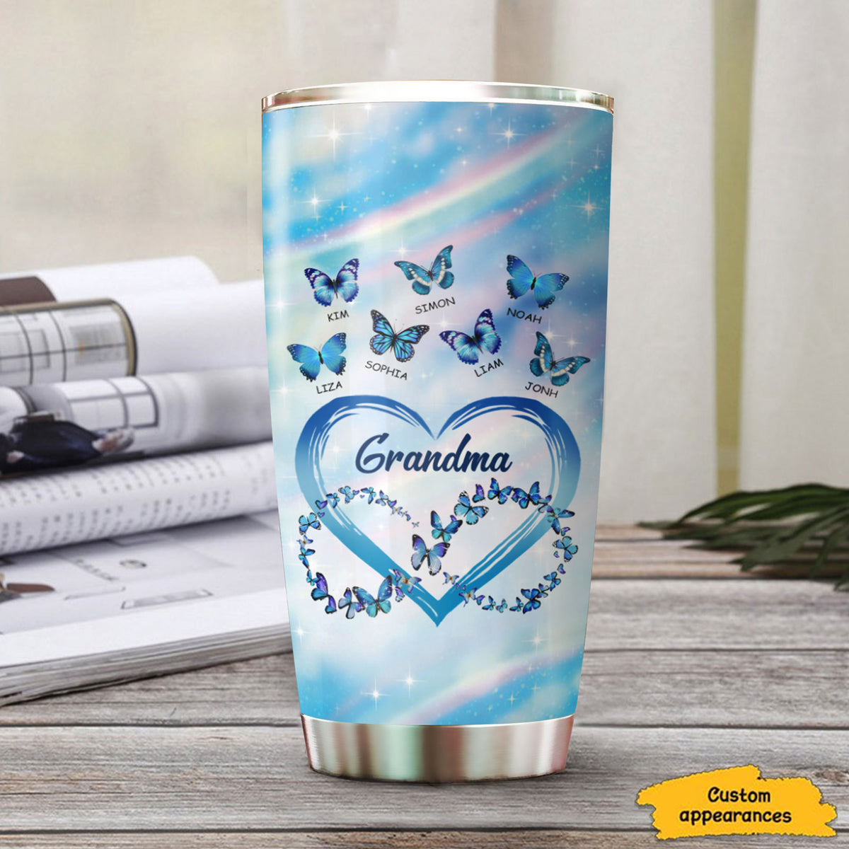 Personalized Grandma Butterfly Heart Tumbler HP24MAY23HL05