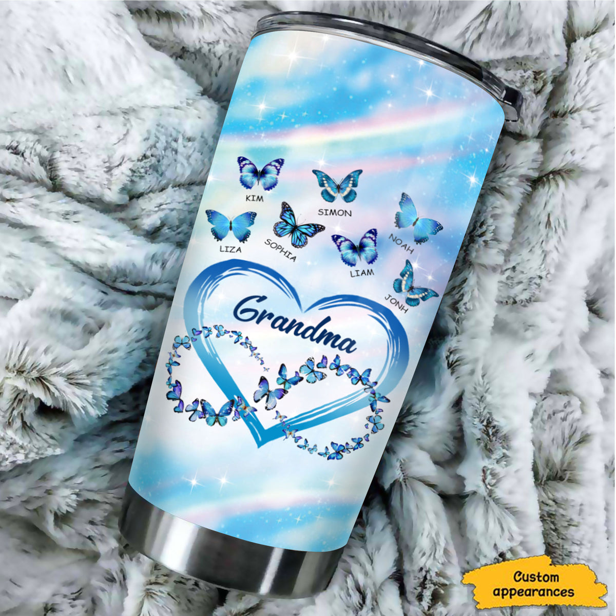 Personalized Grandma Butterfly Heart Tumbler HP24MAY23HL05