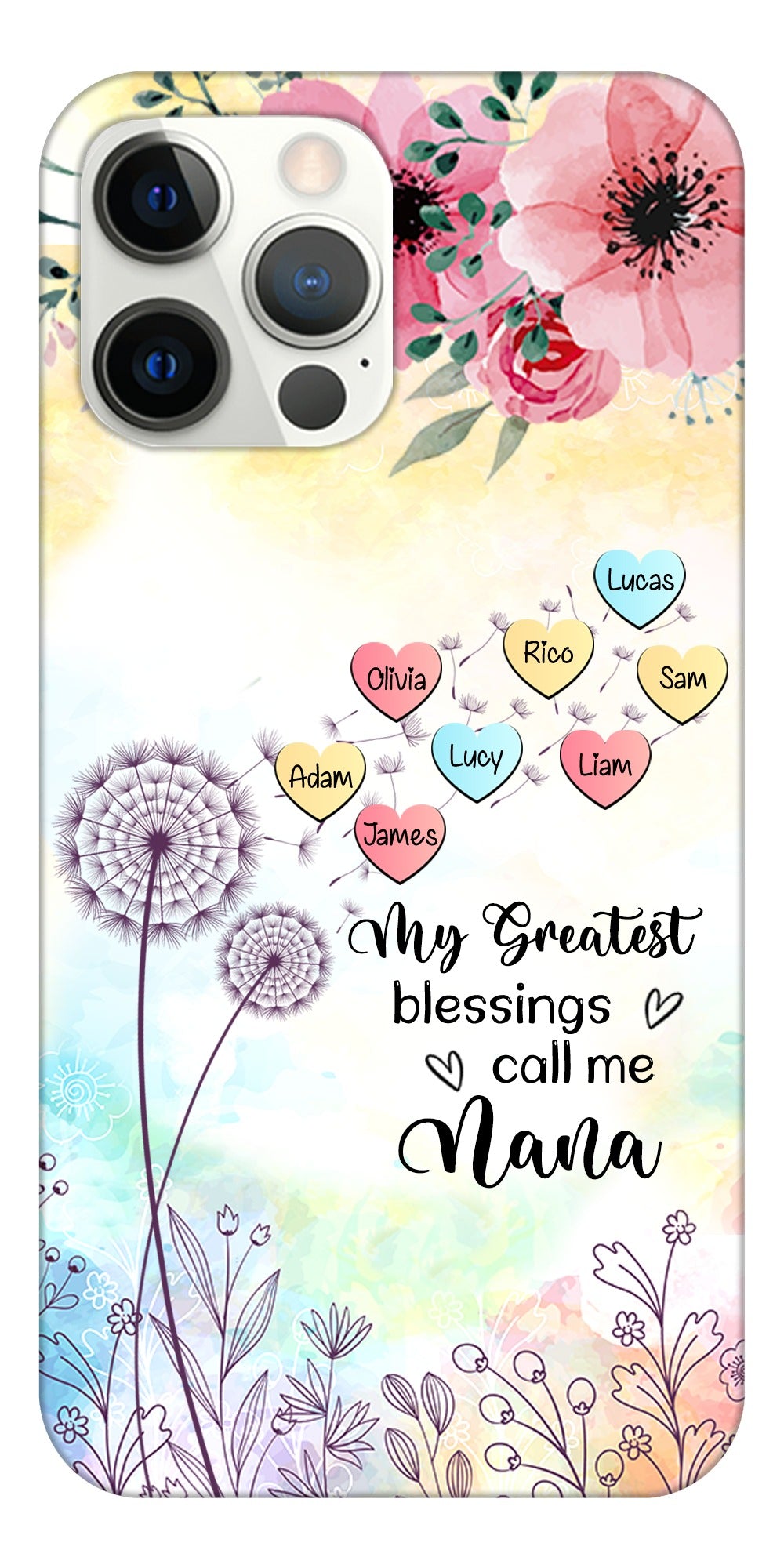 My Greatest Blessings Call Me Grandma Dandelion Hearts Personalized Phone Case