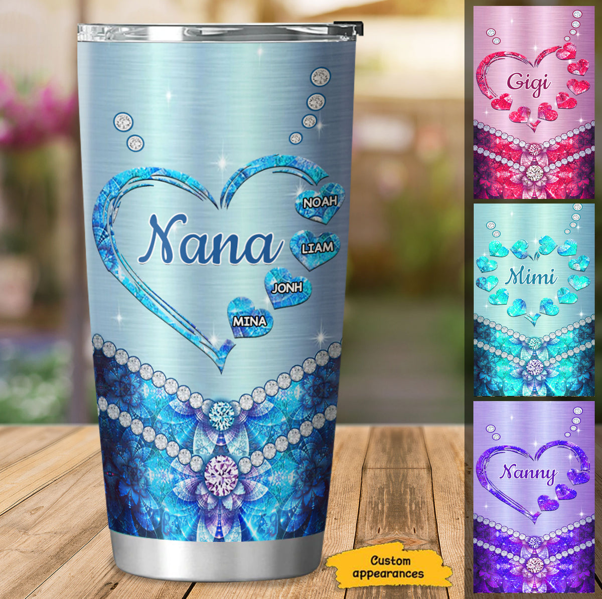 Heart Grandma Nana Mimi Mom Personalized Tumbler