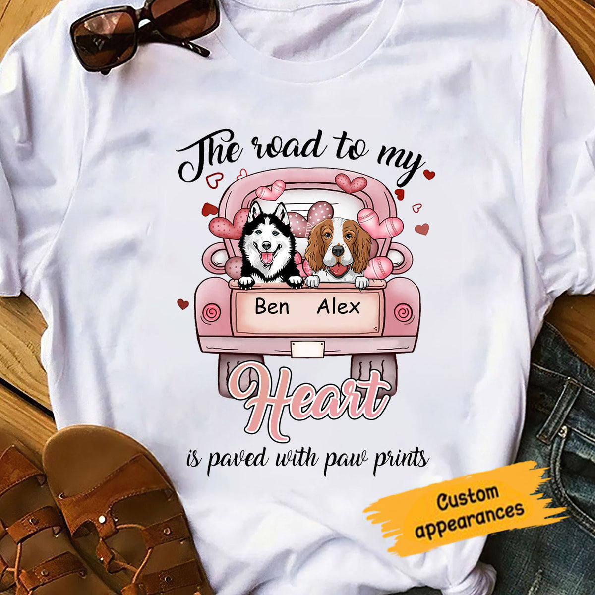 The Road To My Heart is paved with Paw prints Dog Mom Pet Mom Personalized Shirt