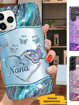 Butterflies Blessed to be called Nana Mimi Gigi Grandma Personalized Phone case SC17623