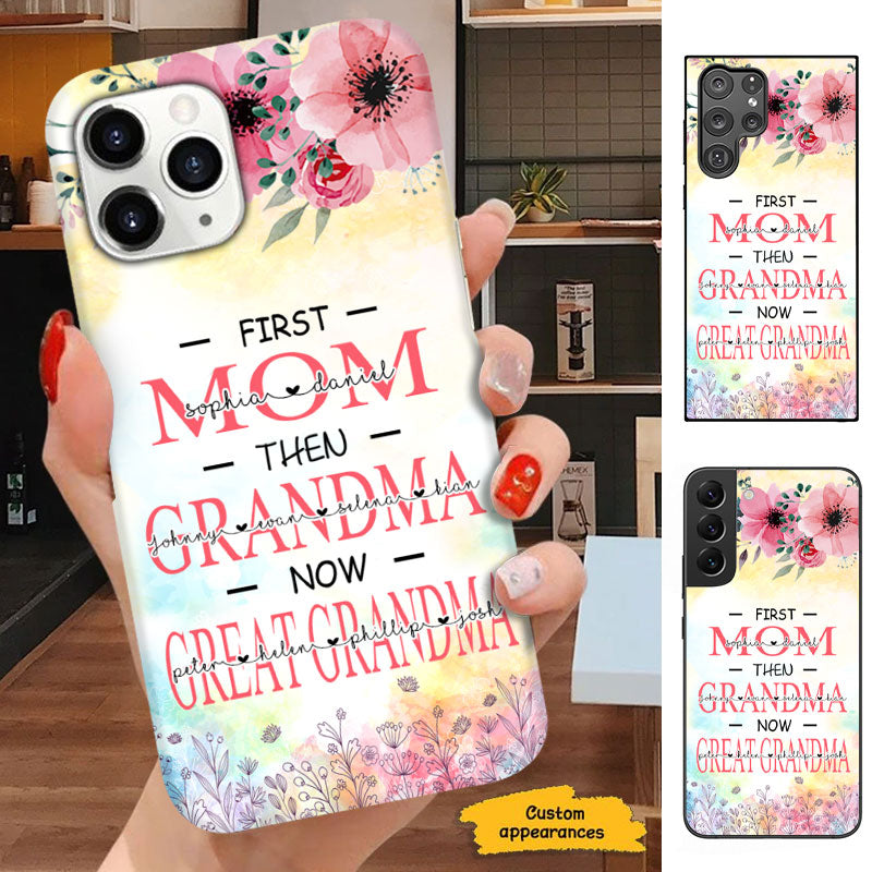 First Now Then Floral Grandma Nana Mimi Personalized Phone Case - Drive mockup HP02DEC22HL02