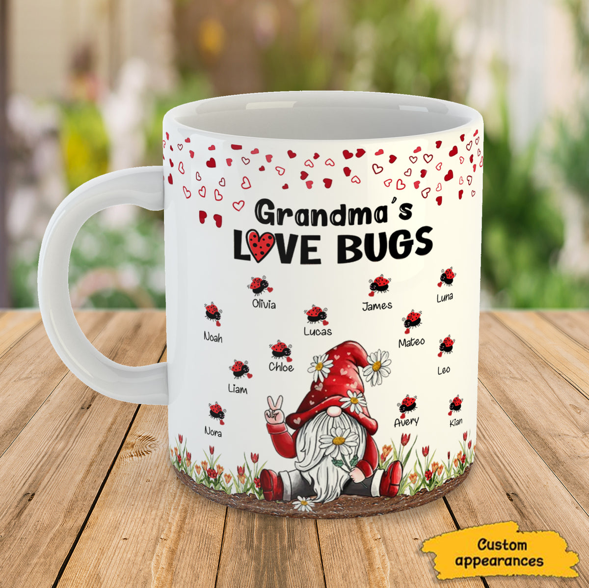 Gnome Grandma's Love Bugs Personalized Mug - Drive mockup HP23SEP22HL06