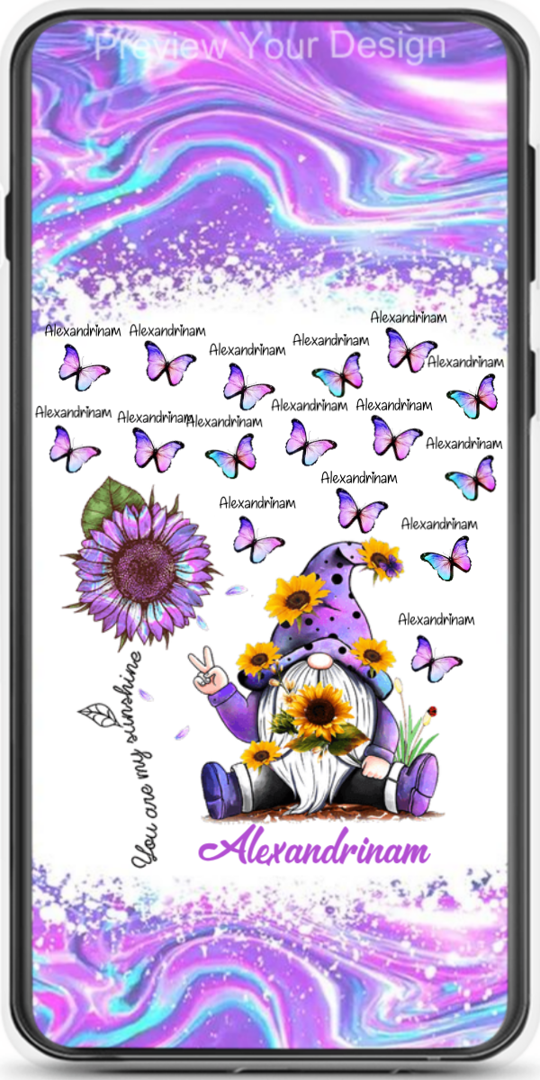 Purple Hologram Sunflower Gnome You Are My Sunshine Grandma Personalized Phone Case