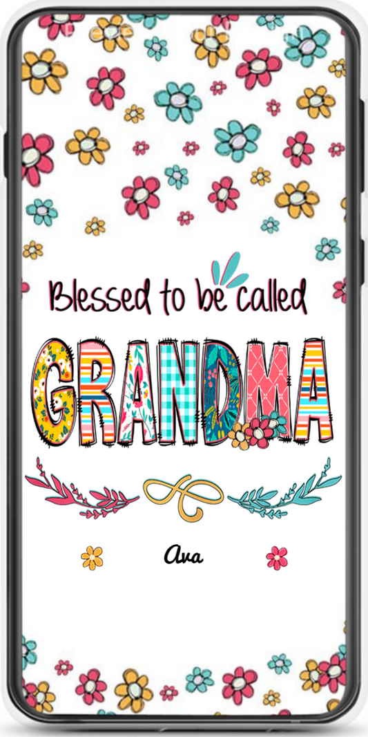 Doodle Flowers Blessed To Be Called Grandma Personalized Phone Case