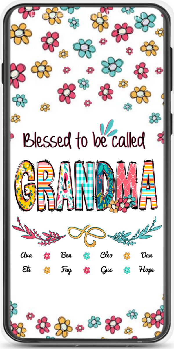 Doodle Flowers Blessed To Be Called Grandma Personalized Phone Case