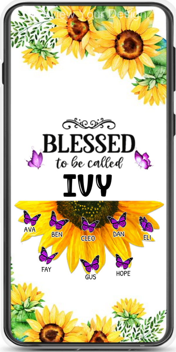 Sunflower Purple Butterflies Blessed To Be Called Grandma Personalized Phone Case