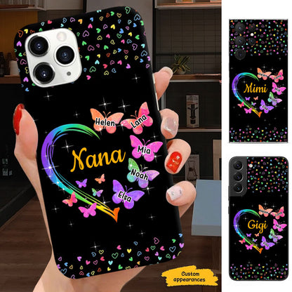 Rainbow Gradient Heart Butterflies Grandma Personalized Phone Case - mockup 1 of 5