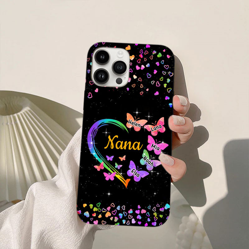 Rainbow Gradient Heart Butterflies Grandma Personalized Phone Case - mockup 5 of 5